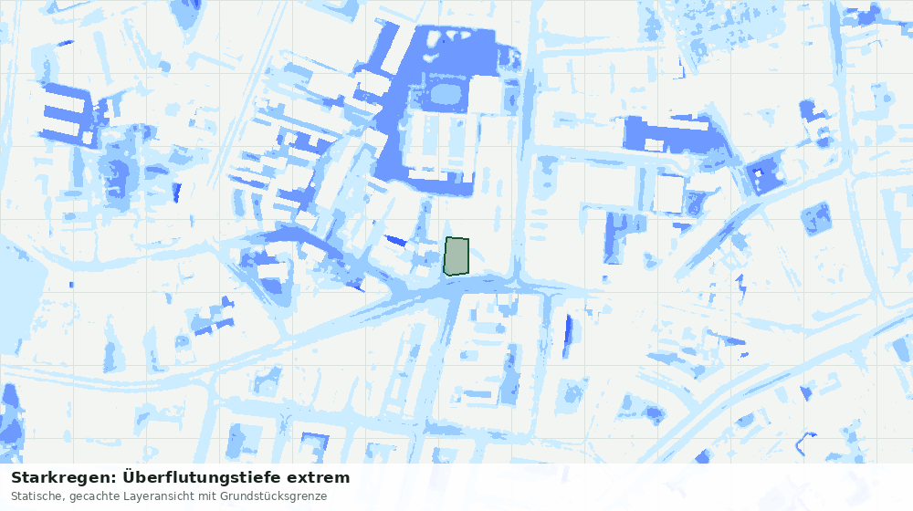Statische Kartenansicht: Starkregen: Überflutungstiefe extrem