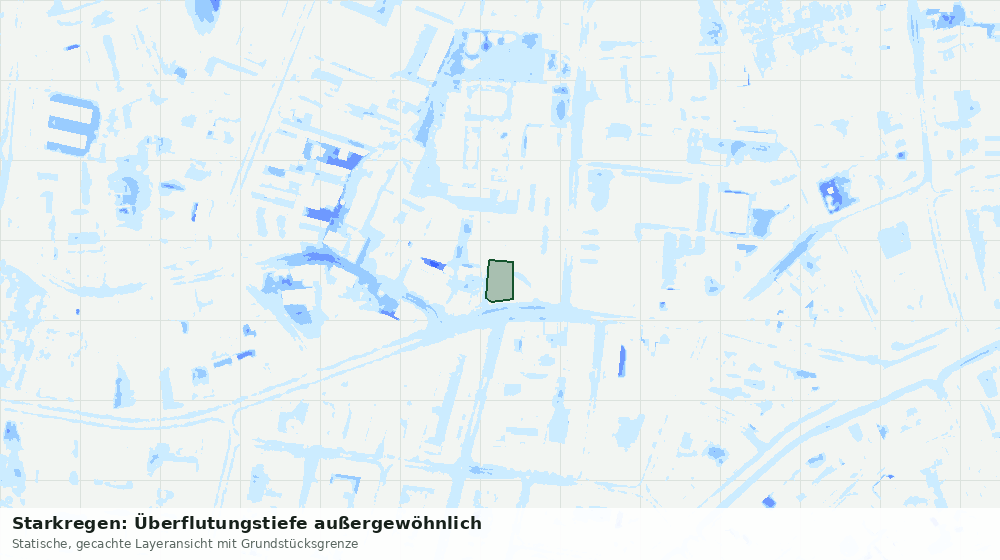Statische Kartenansicht: Starkregen: Überflutungstiefe außergewöhnlich