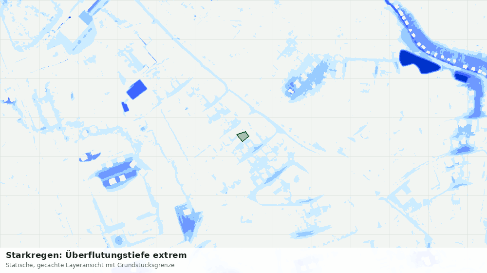 Statische Kartenansicht: Starkregen: Überflutungstiefe extrem