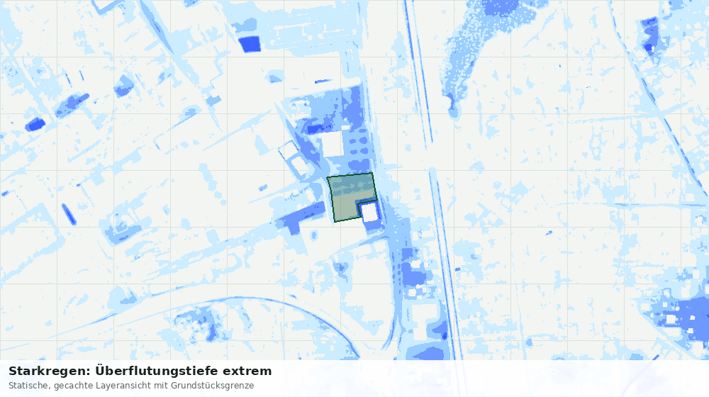 Statische Kartenansicht: Starkregen: Überflutungstiefe extrem