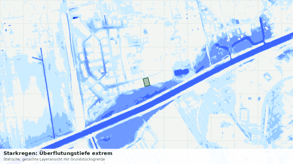Statische Kartenansicht: Starkregen: Überflutungstiefe extrem