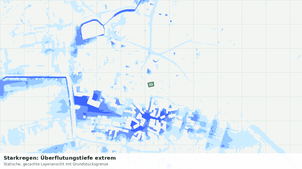 Statische Kartenansicht: Starkregen: Überflutungstiefe extrem