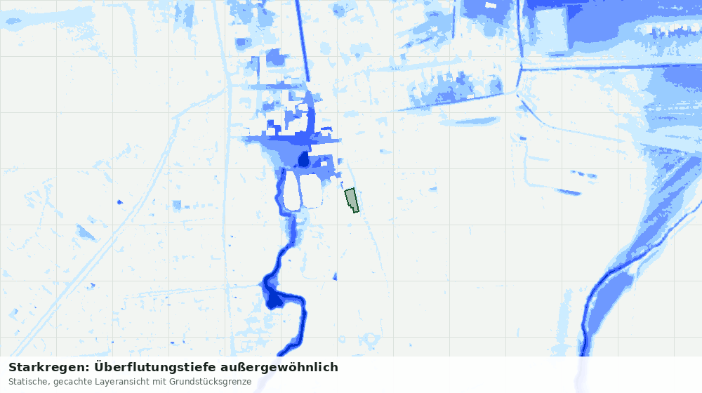 Statische Kartenansicht: Starkregen: Überflutungstiefe außergewöhnlich