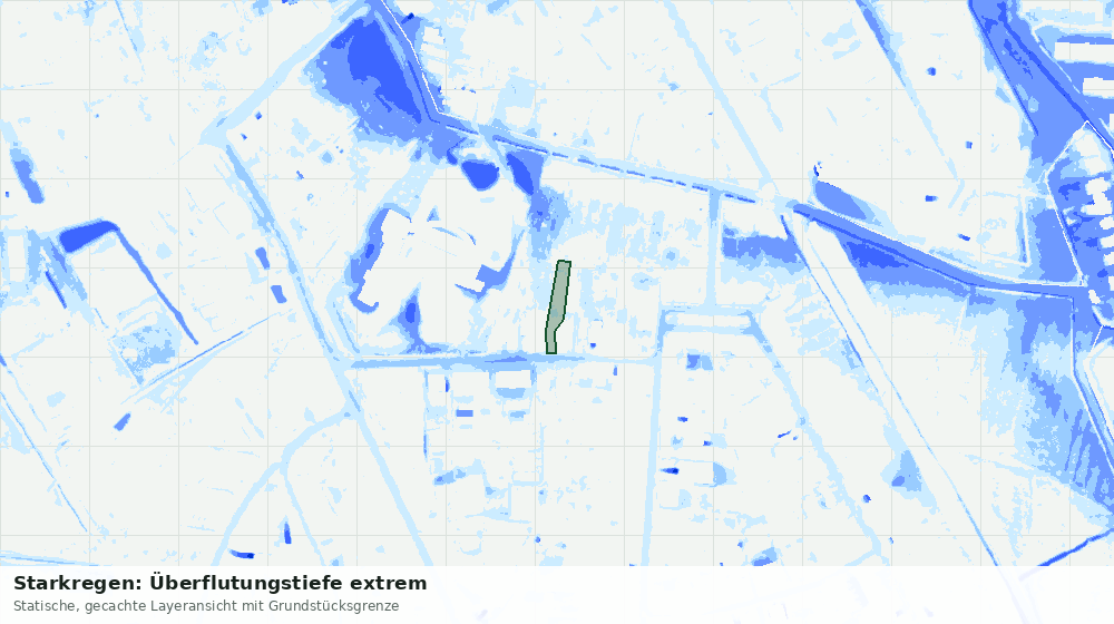 Statische Kartenansicht: Starkregen: Überflutungstiefe extrem