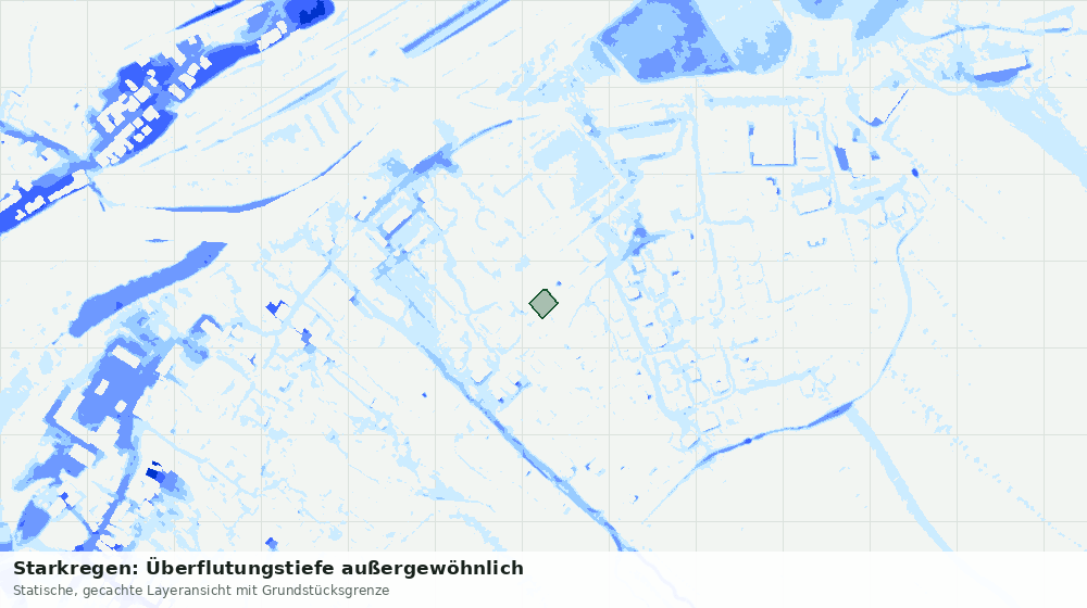Statische Kartenansicht: Starkregen: Überflutungstiefe außergewöhnlich