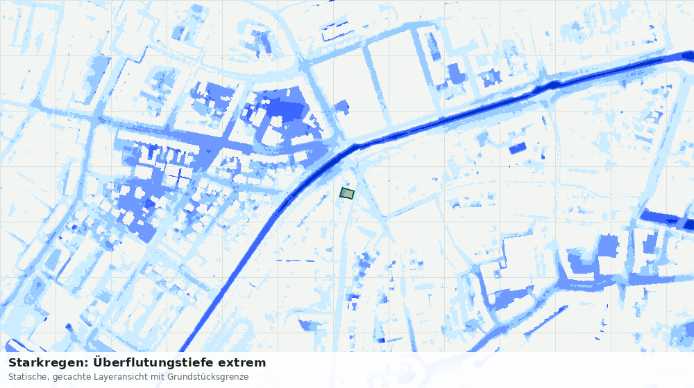 Statische Kartenansicht: Starkregen: Überflutungstiefe extrem