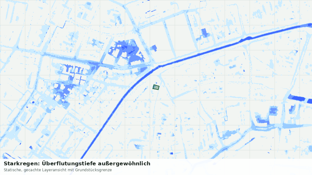 Statische Kartenansicht: Starkregen: Überflutungstiefe außergewöhnlich