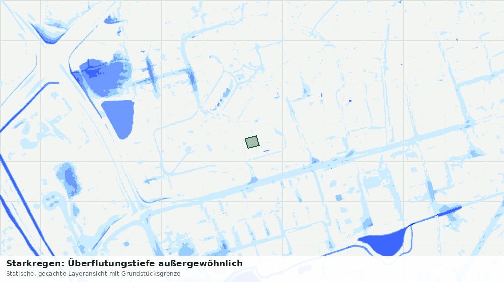 Statische Kartenansicht: Starkregen: Überflutungstiefe außergewöhnlich