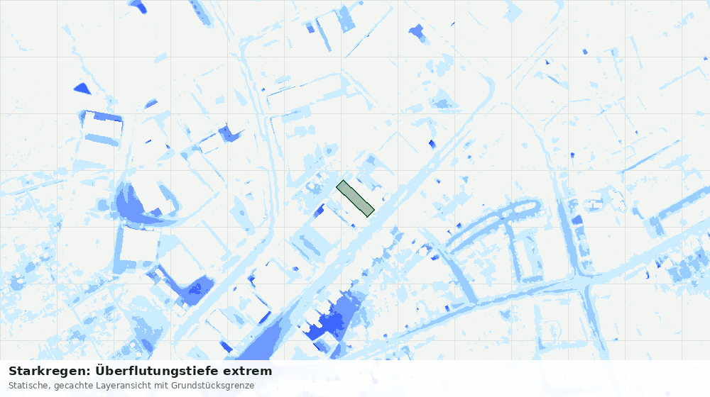 Statische Kartenansicht: Starkregen: Überflutungstiefe extrem