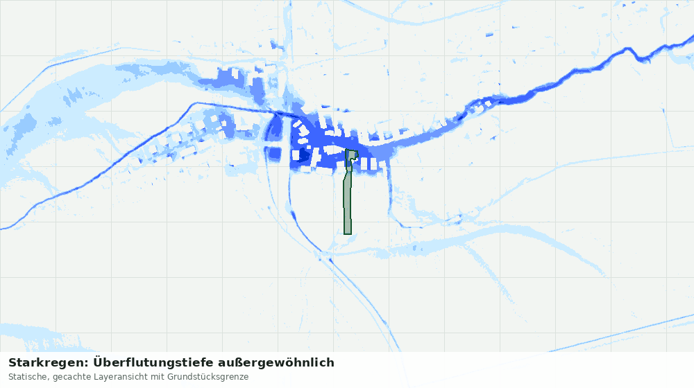 Statische Kartenansicht: Starkregen: Überflutungstiefe außergewöhnlich