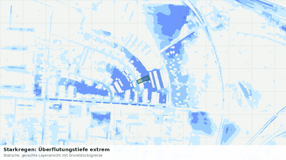 Statische Kartenansicht: Starkregen: Überflutungstiefe extrem