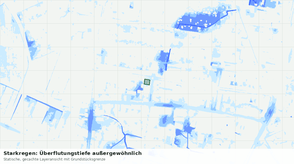 Statische Kartenansicht: Starkregen: Überflutungstiefe außergewöhnlich