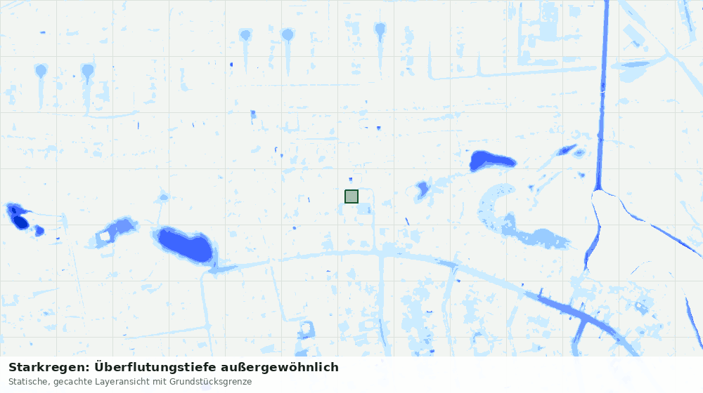 Statische Kartenansicht: Starkregen: Überflutungstiefe außergewöhnlich