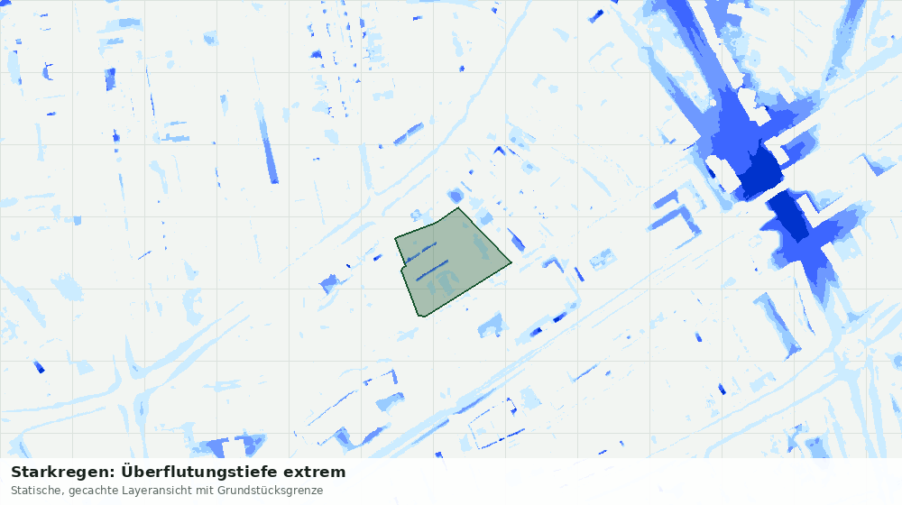 Statische Kartenansicht: Starkregen: Überflutungstiefe extrem