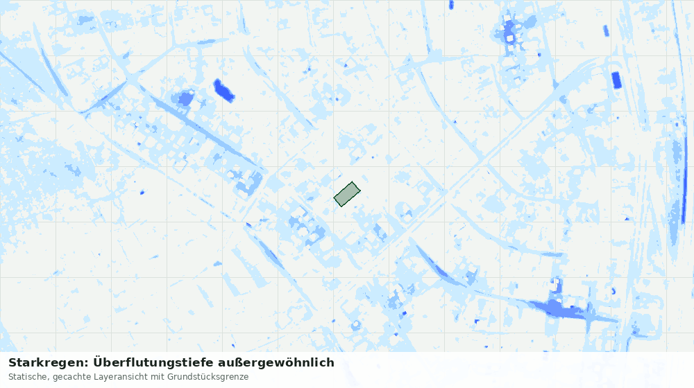 Statische Kartenansicht: Starkregen: Überflutungstiefe außergewöhnlich