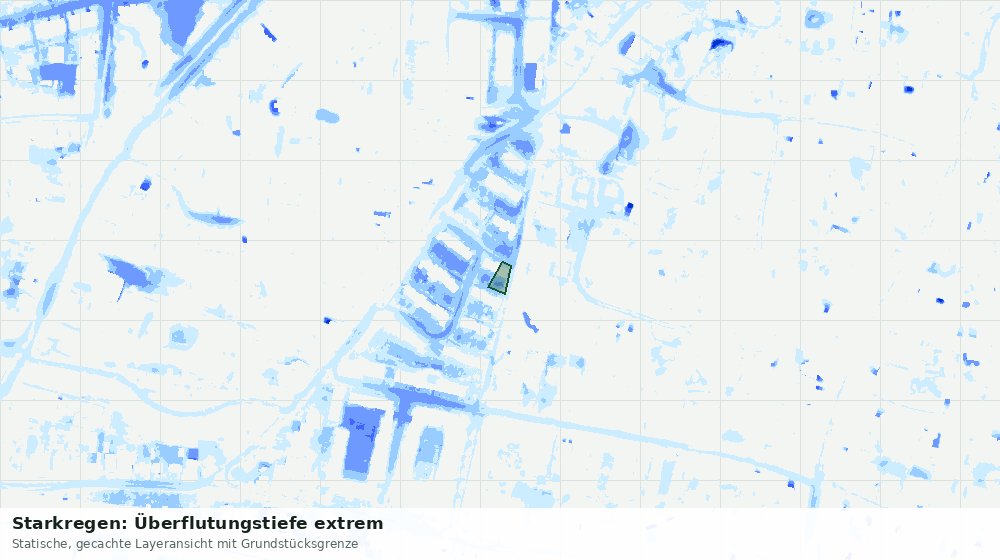 Statische Kartenansicht: Starkregen: Überflutungstiefe extrem