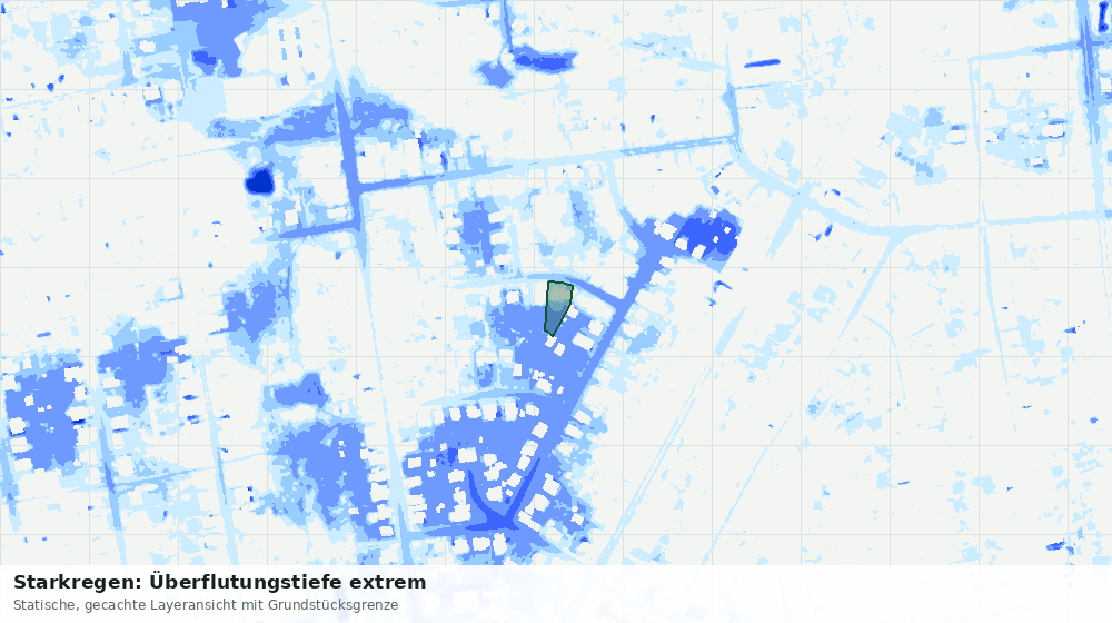 Statische Kartenansicht: Starkregen: Überflutungstiefe extrem