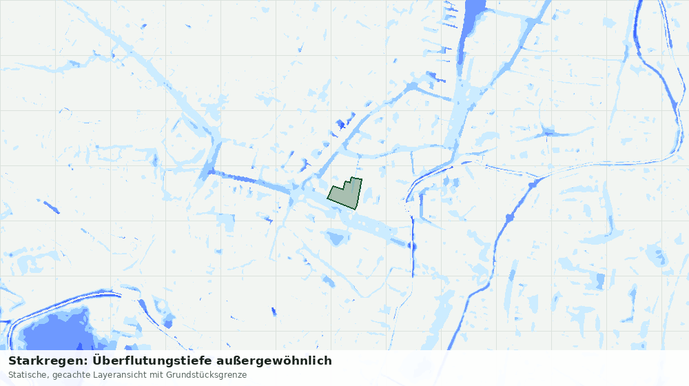 Statische Kartenansicht: Starkregen: Überflutungstiefe außergewöhnlich