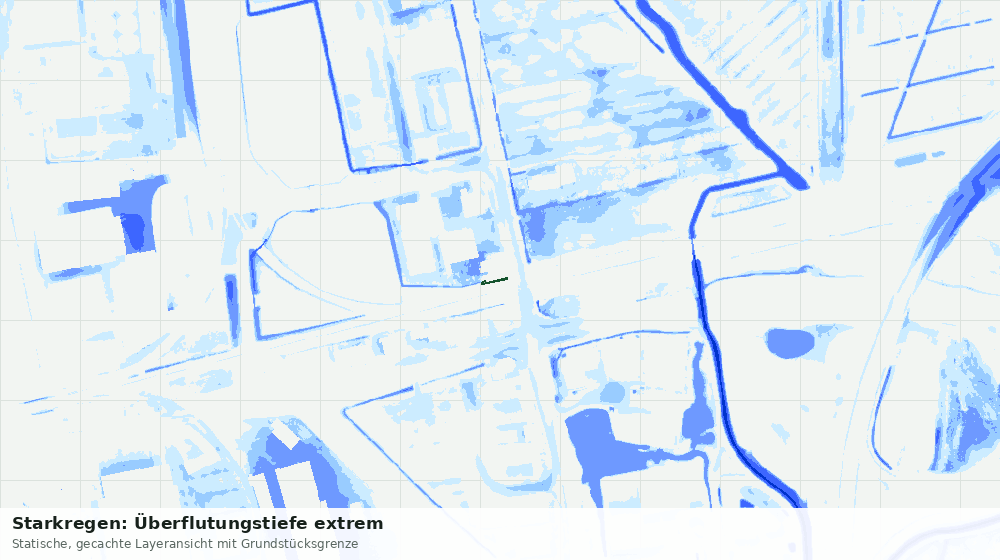 Statische Kartenansicht: Starkregen: Überflutungstiefe extrem