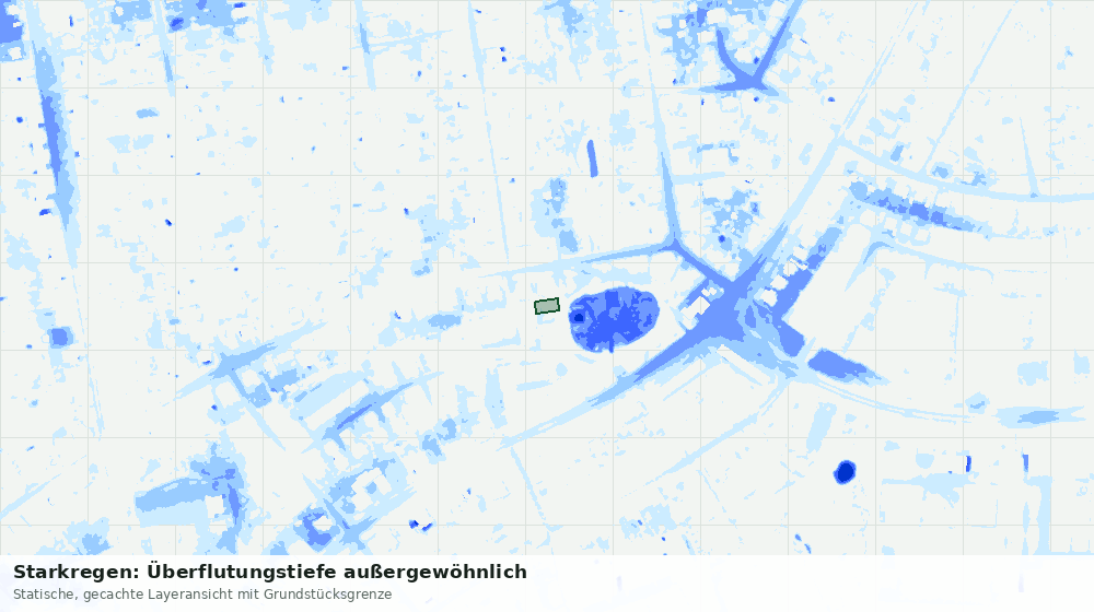 Statische Kartenansicht: Starkregen: Überflutungstiefe außergewöhnlich
