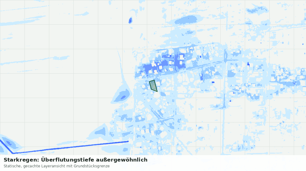 Statische Kartenansicht: Starkregen: Überflutungstiefe außergewöhnlich