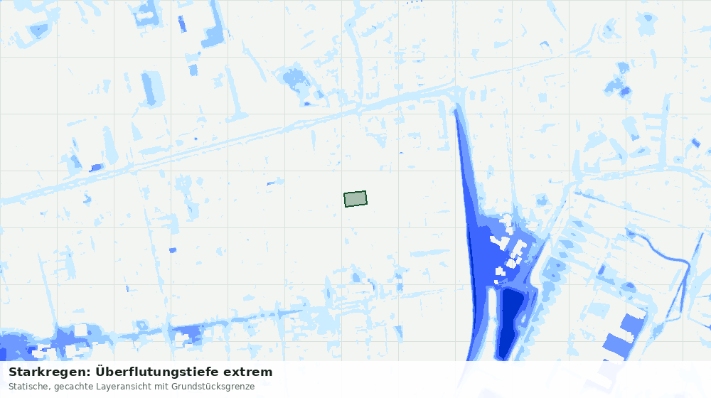 Statische Kartenansicht: Starkregen: Überflutungstiefe extrem