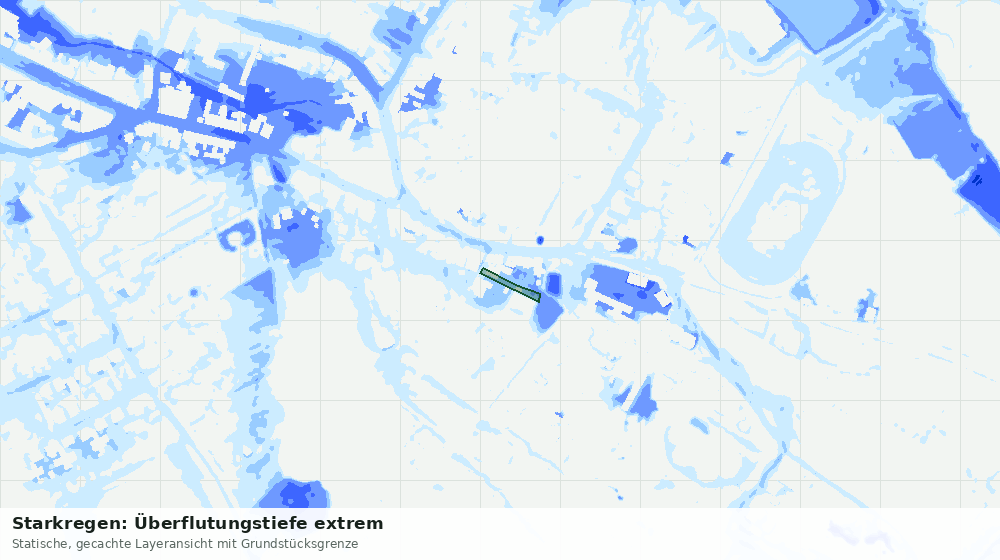 Statische Kartenansicht: Starkregen: Überflutungstiefe extrem