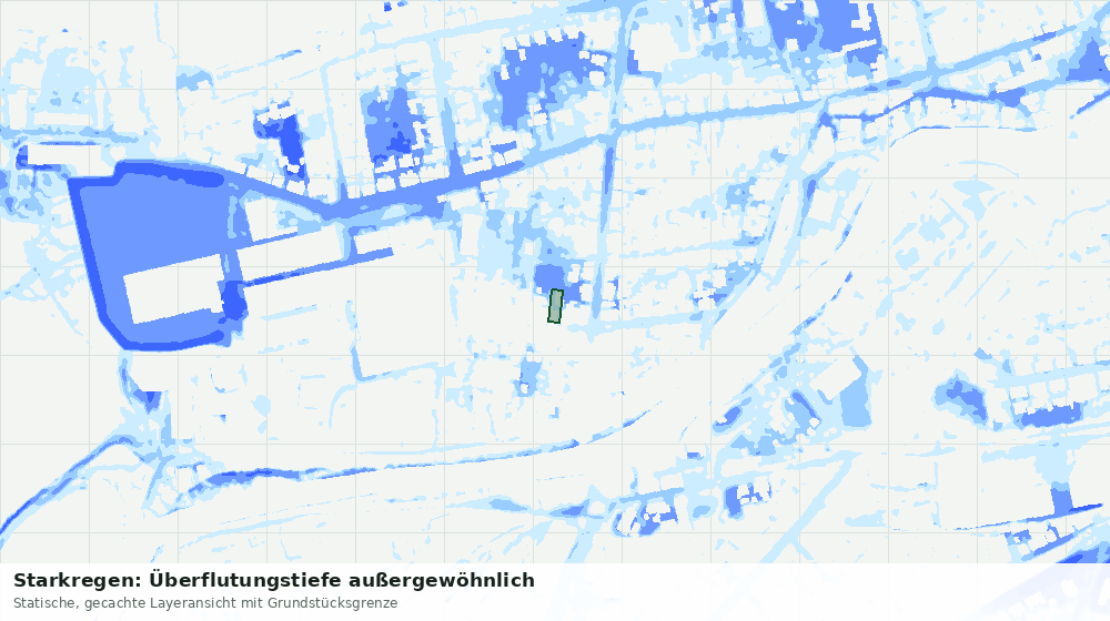 Statische Kartenansicht: Starkregen: Überflutungstiefe außergewöhnlich