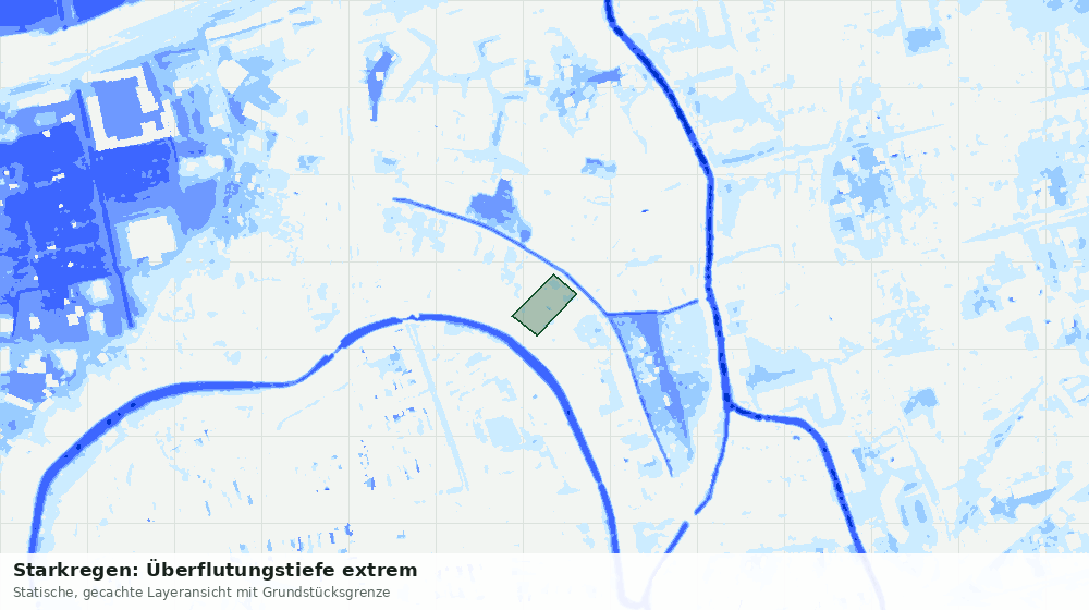 Statische Kartenansicht: Starkregen: Überflutungstiefe extrem