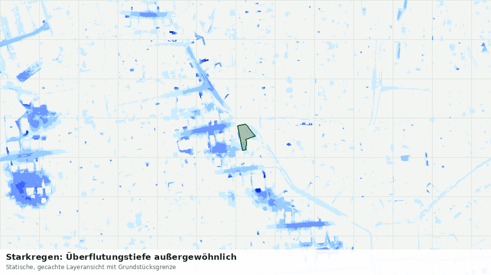 Statische Kartenansicht: Starkregen: Überflutungstiefe außergewöhnlich