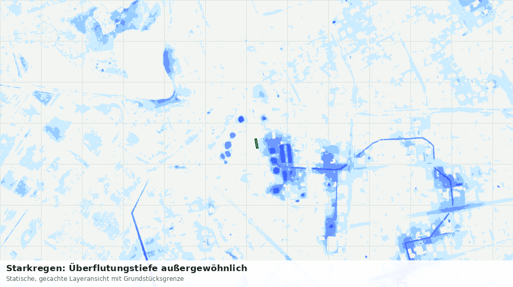 Statische Kartenansicht: Starkregen: Überflutungstiefe außergewöhnlich