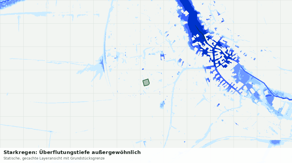 Statische Kartenansicht: Starkregen: Überflutungstiefe außergewöhnlich