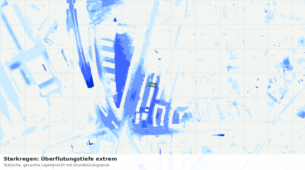 Statische Kartenansicht: Starkregen: Überflutungstiefe extrem