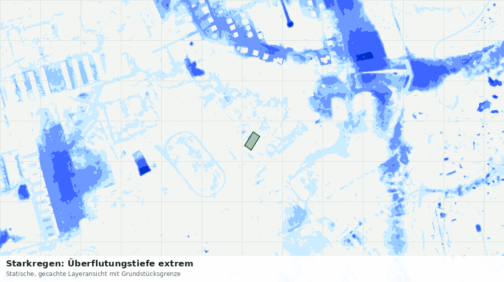 Statische Kartenansicht: Starkregen: Überflutungstiefe extrem