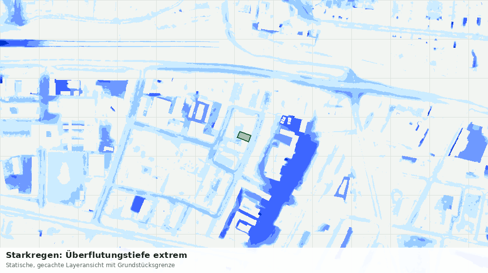 Statische Kartenansicht: Starkregen: Überflutungstiefe extrem