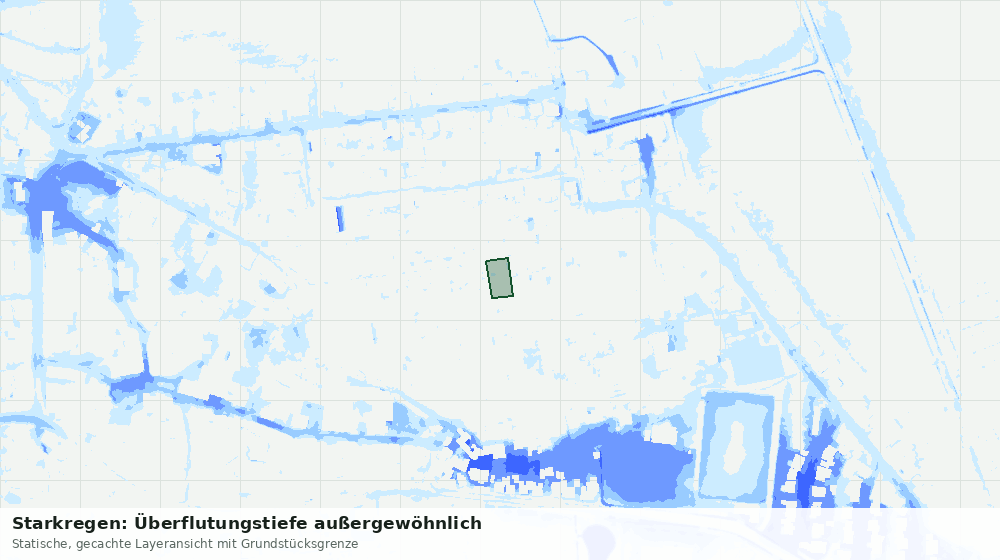 Statische Kartenansicht: Starkregen: Überflutungstiefe außergewöhnlich