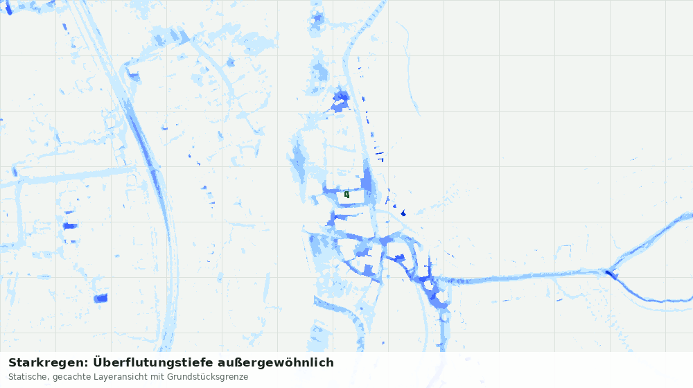 Statische Kartenansicht: Starkregen: Überflutungstiefe außergewöhnlich