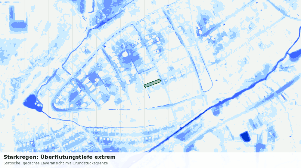 Statische Kartenansicht: Starkregen: Überflutungstiefe extrem