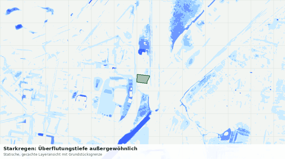 Statische Kartenansicht: Starkregen: Überflutungstiefe außergewöhnlich