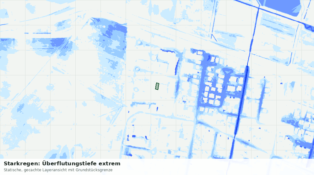 Statische Kartenansicht: Starkregen: Überflutungstiefe extrem