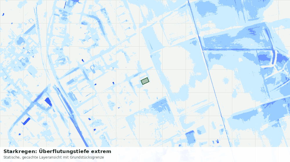 Statische Kartenansicht: Starkregen: Überflutungstiefe extrem