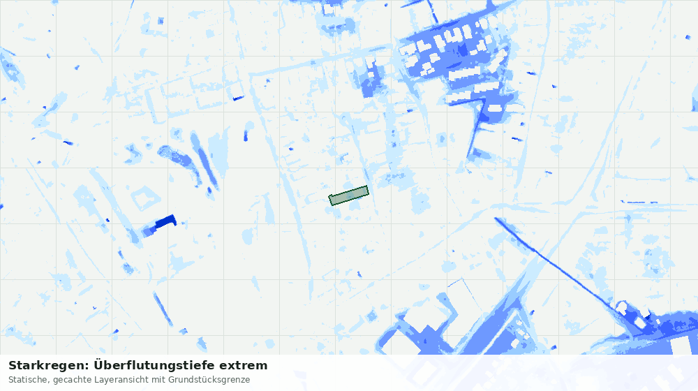 Statische Kartenansicht: Starkregen: Überflutungstiefe extrem