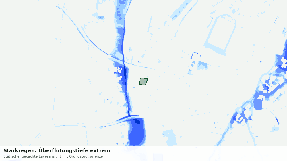 Statische Kartenansicht: Starkregen: Überflutungstiefe extrem
