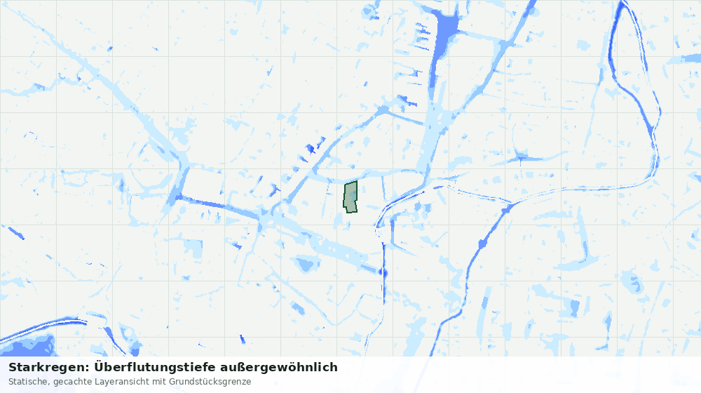 Statische Kartenansicht: Starkregen: Überflutungstiefe außergewöhnlich