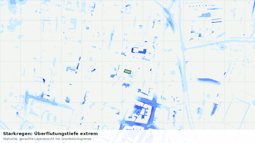 Statische Kartenansicht: Starkregen: Überflutungstiefe extrem