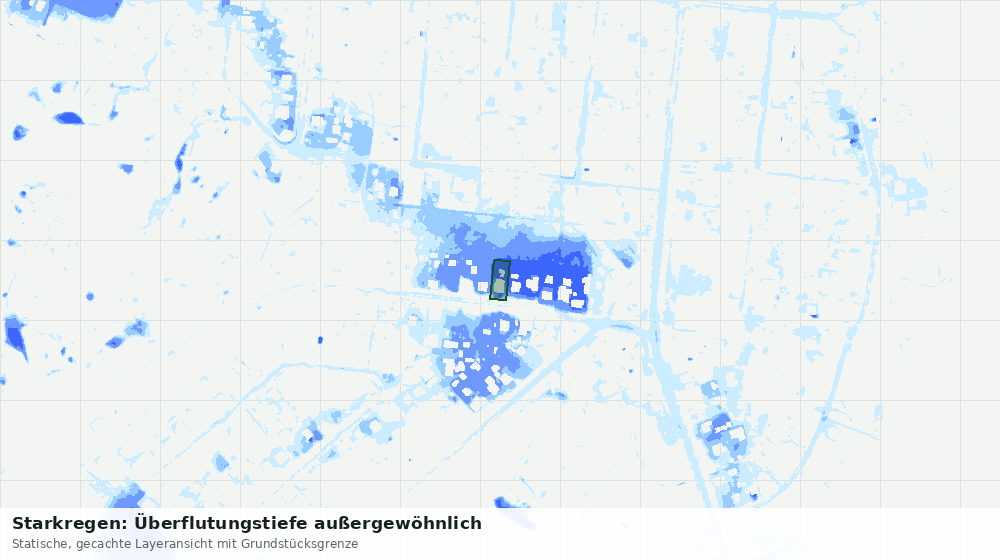Statische Kartenansicht: Starkregen: Überflutungstiefe außergewöhnlich