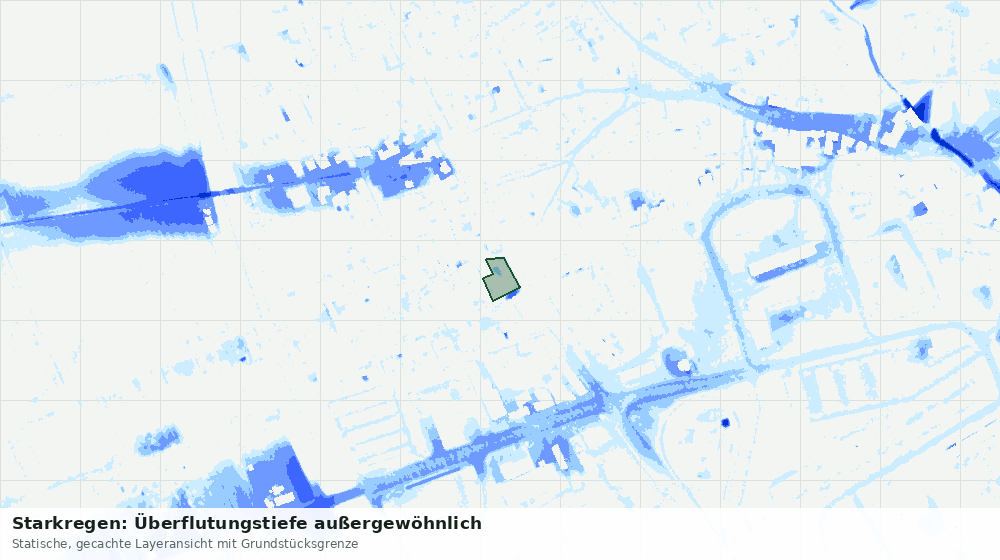 Statische Kartenansicht: Starkregen: Überflutungstiefe außergewöhnlich