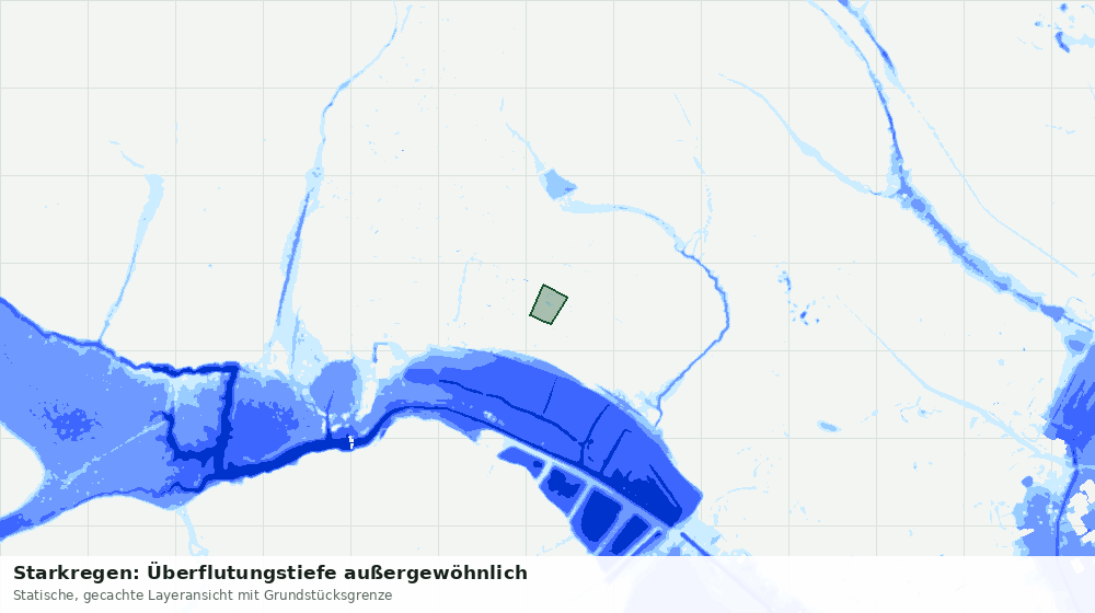 Statische Kartenansicht: Starkregen: Überflutungstiefe außergewöhnlich