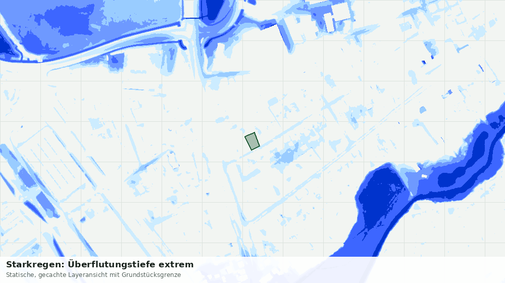 Statische Kartenansicht: Starkregen: Überflutungstiefe extrem