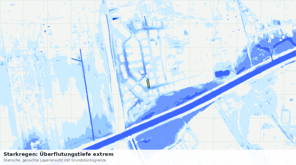Statische Kartenansicht: Starkregen: Überflutungstiefe extrem